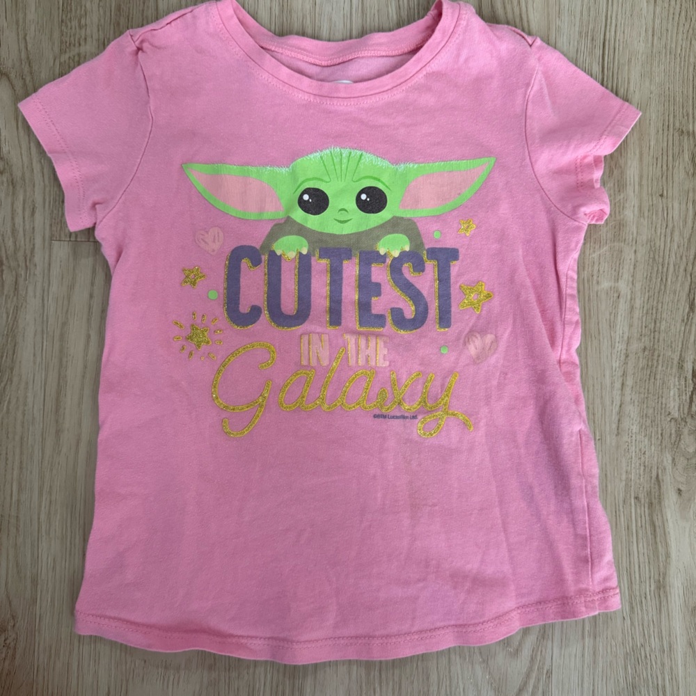 Pink Kids Shirt with Baby Yoda